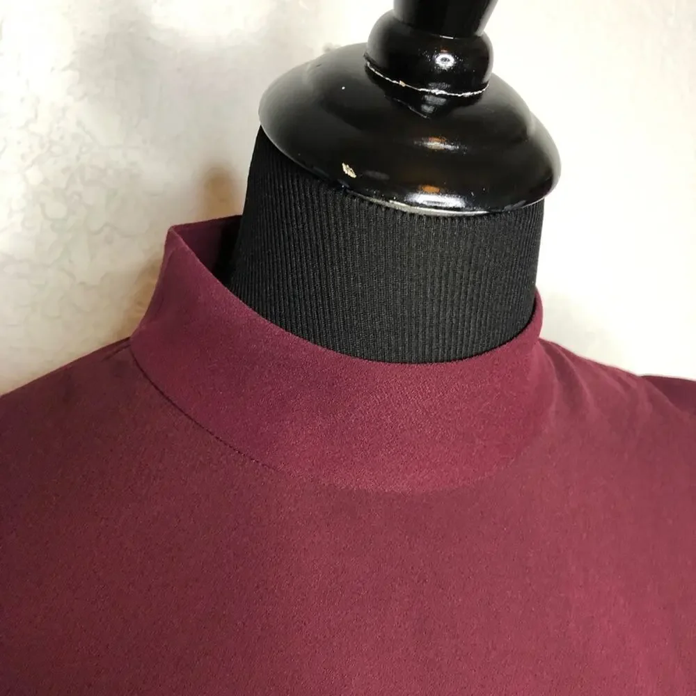 Kate Spade maroon wine burgundy ruffle trim sleeveless shift dress size 8